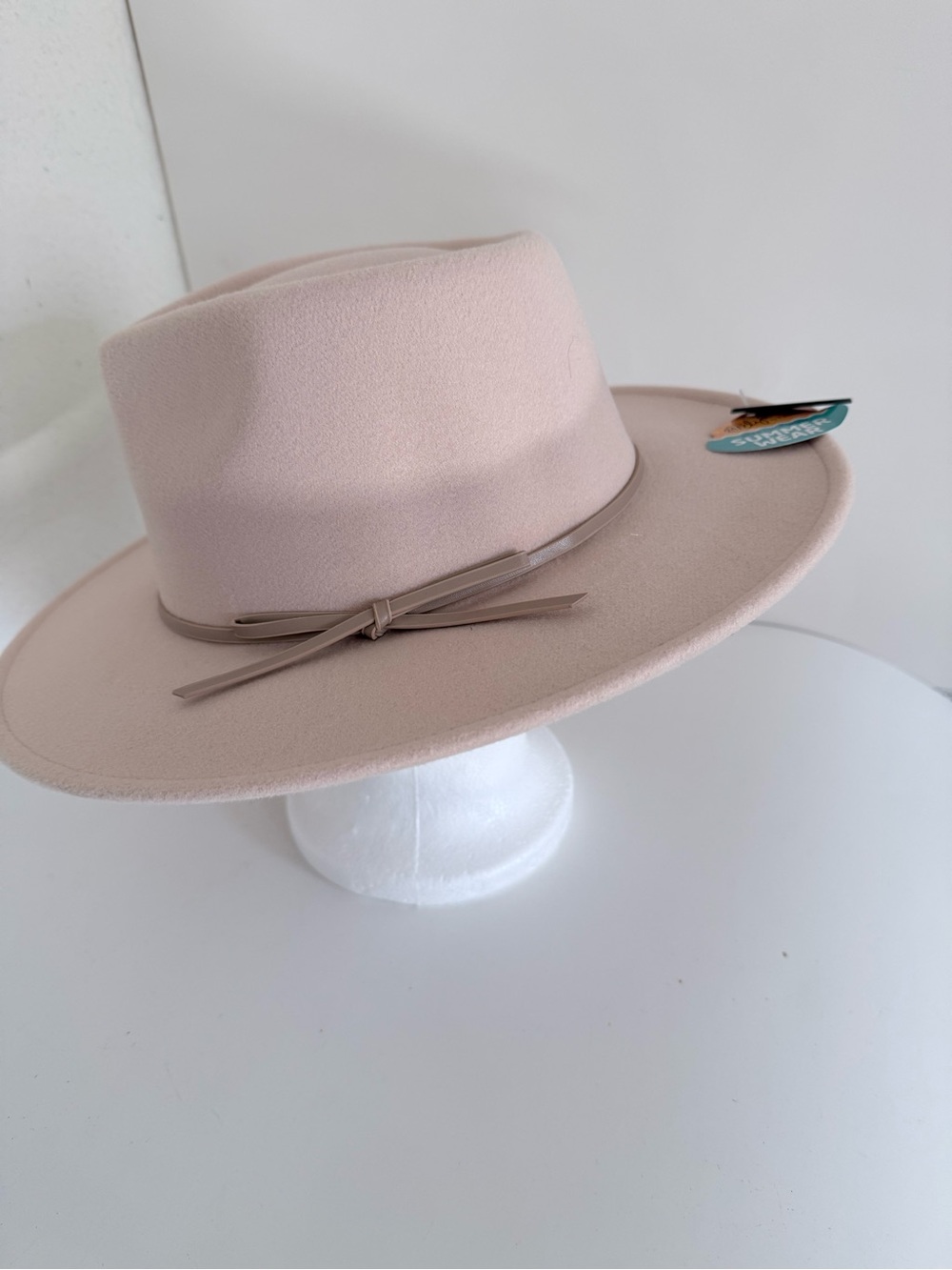 Women's Wide Brim Fedora Hat in Blush Pink